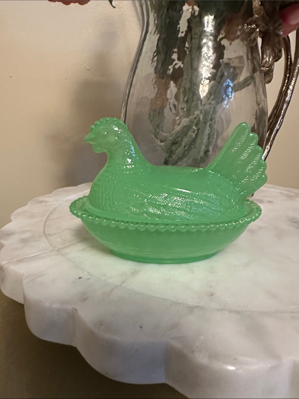 Green Hen Covered Dish - Decorative Kitchen Serving Bowl